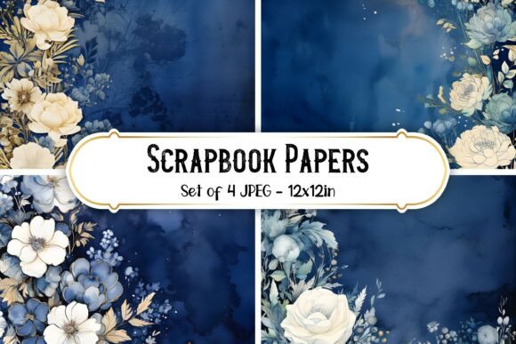 Download Printable Navy Blue Scrapbook Papers - Navy blue Collection