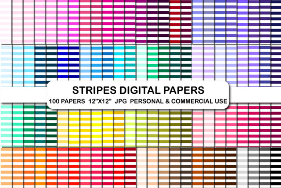 Download 100 Horizontal Stripes Digital Paper Set - Digital paper set Collection