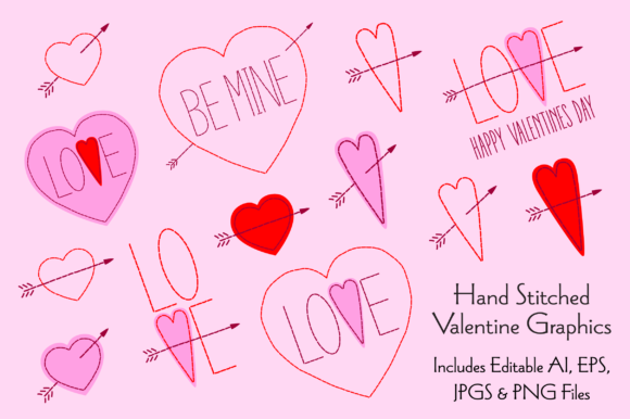 Download Hand Stitched Valentine Graphics - Valentine graphics Collection